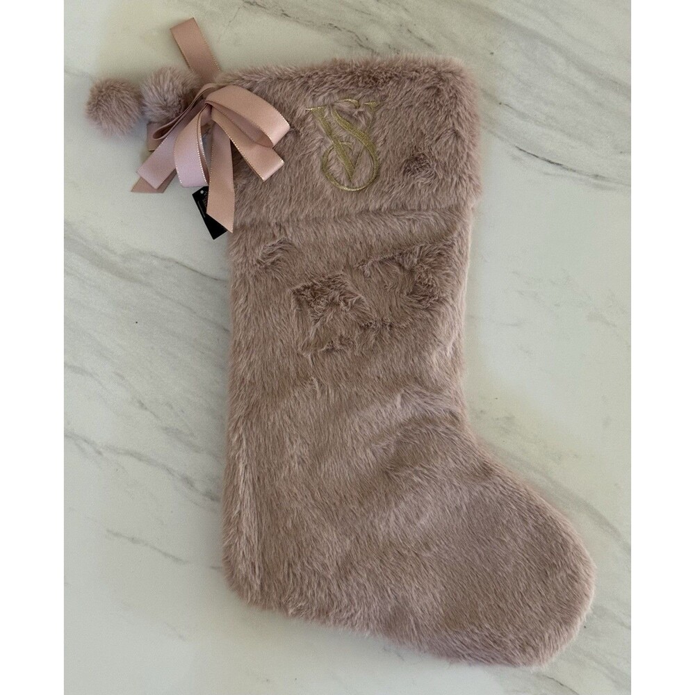 Victoria’s Secret Mauve Pink Faux Fur Gift Stocking New